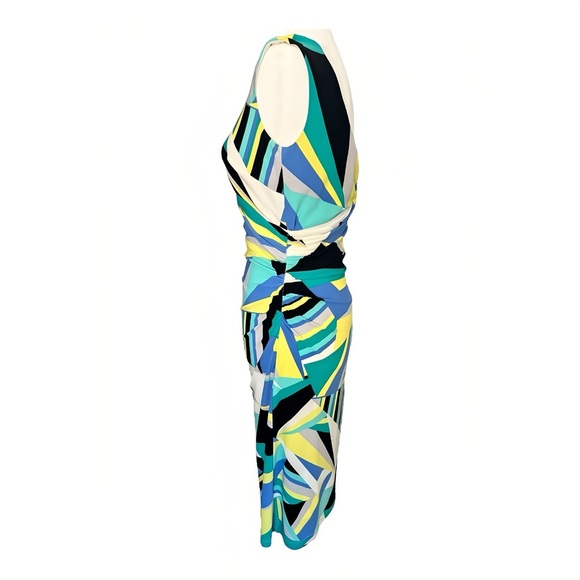 Lauren Ralph Lauren Faux Wrap Dress Size 2 Geometric Print V-Neck Sleeveless. - Picture 2 of 9
